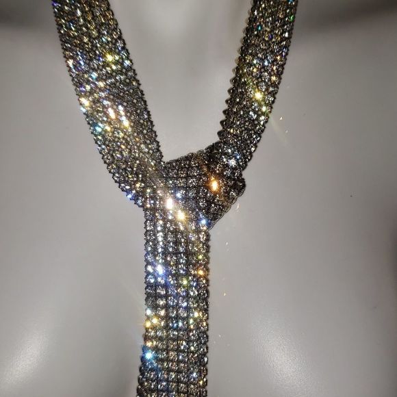 Long Rhinestone Tie Necklace1950s - Picture 4 of 7